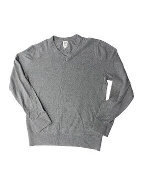 GAP Men's‎ V-Neck Cotton Sweater Small Gray Preppy Capsule Wardrobe Office Chic